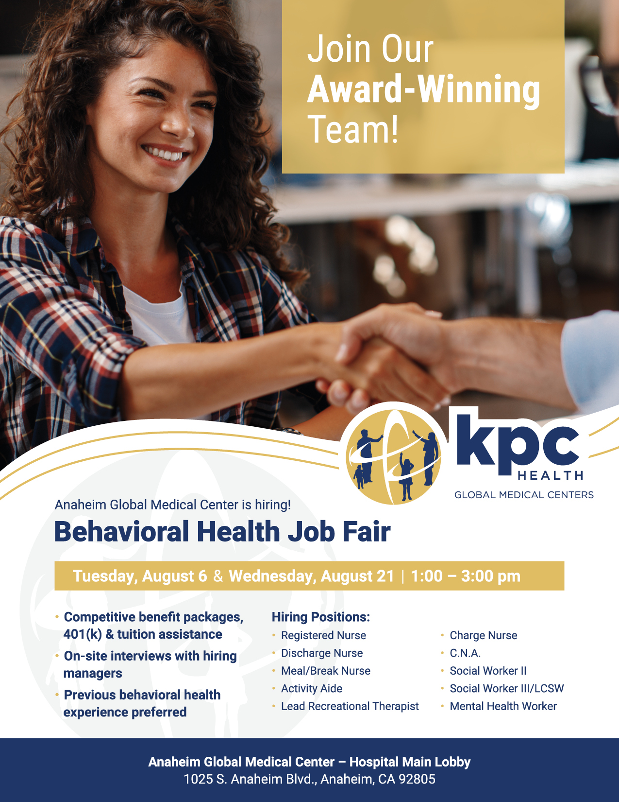Behavioral Health Job Fair Anaheim Global Medical Center